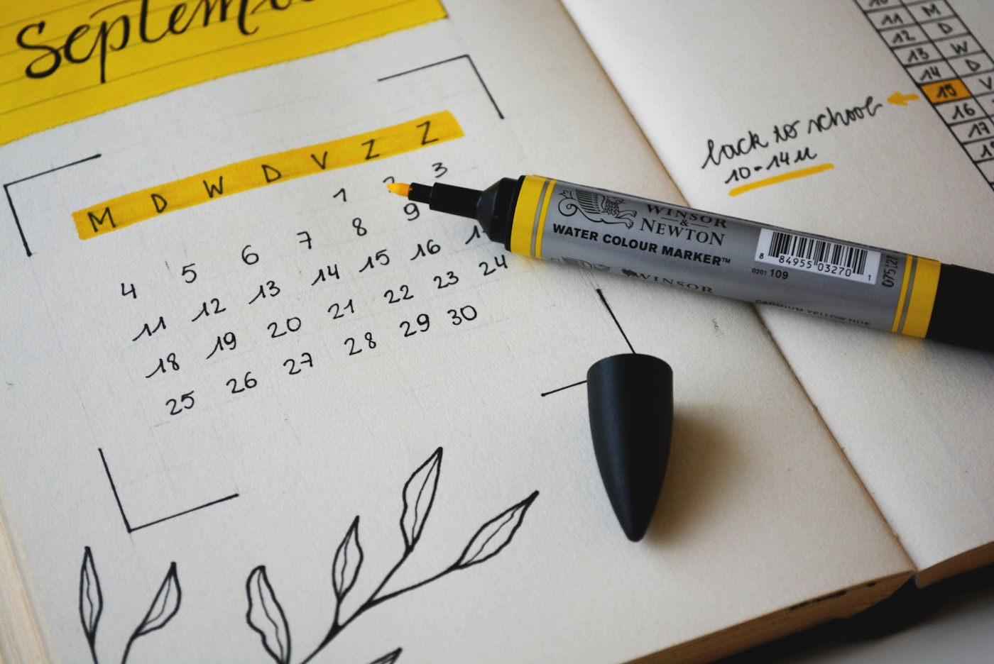 A wall pinboard with a paper calendar and pinned proof slips above an editorial desk.